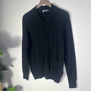 Moncler Men’s Maglione Tricot Gray Long Sleeve Wool Polo Shirt Size Large